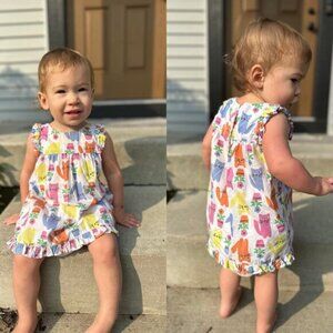 Baby Boden | Allover Cat Print Sleeveless Summer Dress | Size 12-18 Months